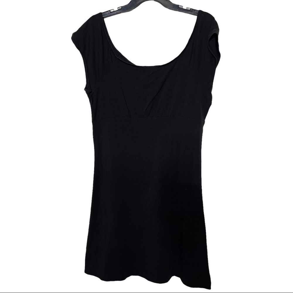 Theory Women's Black Scoop Neck Short Sleeve Bodycon Mini Dress Size L/G